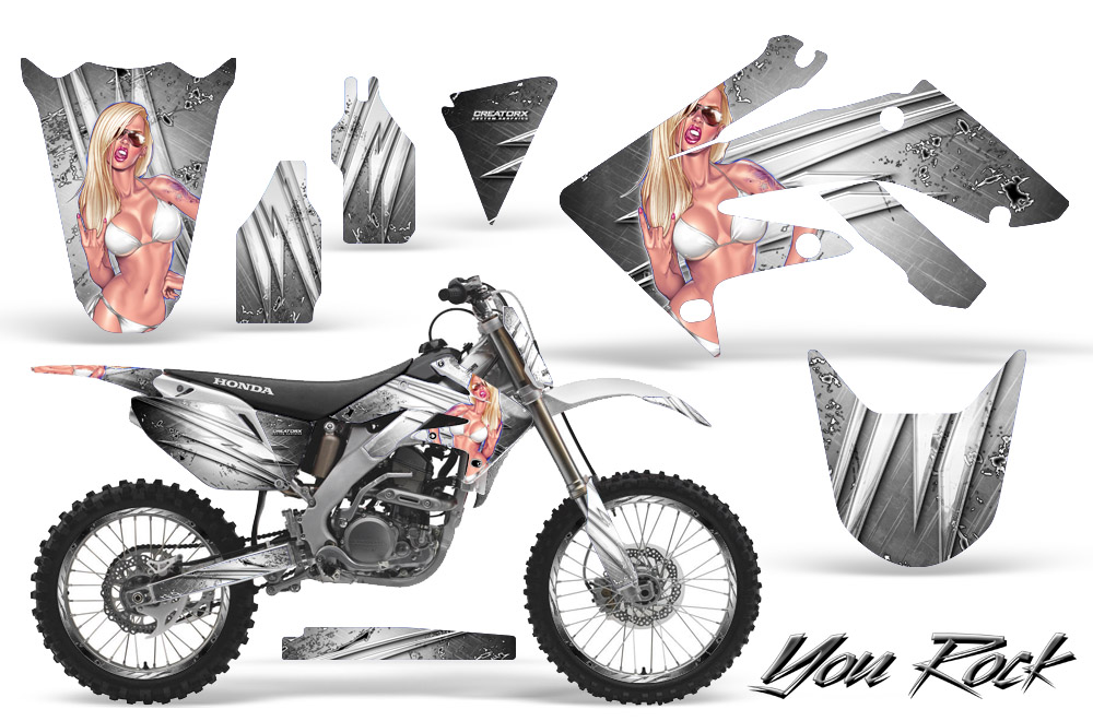 Honda CRF250R 04-09 Graphics Kit You Rock White NP Rims